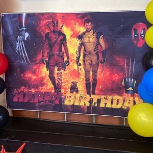 Deadpool and Wolverine Birthday Party Backdrop
